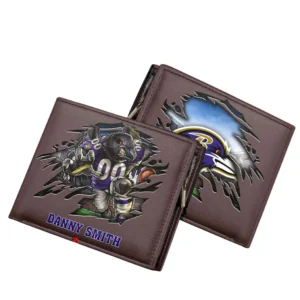 Baltimore Ravens Horizontal Leather Wallet, All Over Print Horizontal Leather Wallet Baltimore Ravens DNFL114732034 - Brown