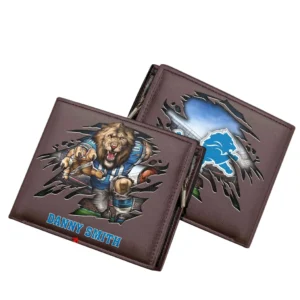 Detroit Lions Horizontal Leather Wallet, All Over Print Horizontal Leather Wallet Detroit Lions DNFL114732035 - Brown