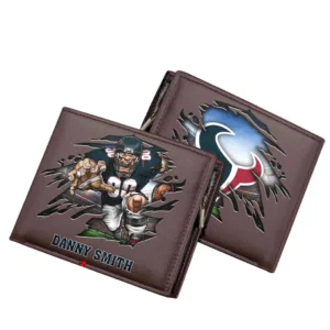 Houston Texans Horizontal Leather Wallet, All Over Print Horizontal Leather Wallet Houston Texans DNFL114732036 - Brown