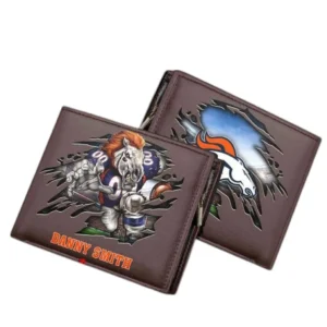 Denver Broncos Horizontal Leather Wallet, All Over Print Horizontal Leather Wallet Denver Broncos DNFL114732039 - Brown