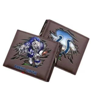 Indianapolis Colts Horizontal Leather Wallet, All Over Print Horizontal Leather Wallet Indianapolis Colts DNFL114732040 - Brown