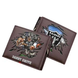 Las Vegas Raiders Horizontal Leather Wallet, All Over Print Horizontal Leather Wallet Las Vegas Raiders DNFL114732046 - Brown