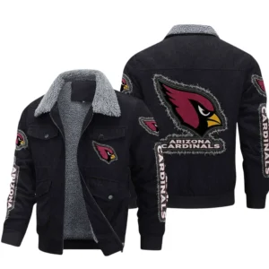 Arizona Cardinals Thickened Corduroy Jacket, All Over Print Thickened Corduroy Jacket Arizona Cardinals DNFL121772055 - Black