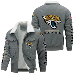 Jacksonville Jaguars Thickened Corduroy Jacket, All Over Print Thickened Corduroy Jacket Jacksonville Jaguars DNFL121772059 - Gray