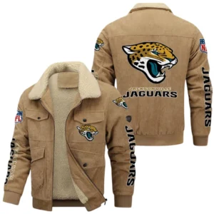 Jacksonville Jaguars Thickened Corduroy Jacket, All Over Print Thickened Corduroy Jacket Jacksonville Jaguars DNFL121772059 - Khaki