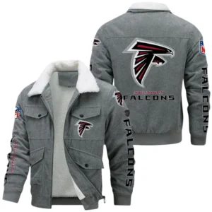 Atlanta Falcons Thickened Corduroy Jacket, All Over Print Thickened Corduroy Jacket Atlanta Falcons DNFL121772064 - Gray