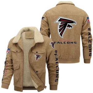 Atlanta Falcons Thickened Corduroy Jacket, All Over Print Thickened Corduroy Jacket Atlanta Falcons DNFL121772064 - Khaki