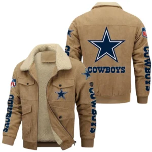 Dallas Cowboys Thickened Corduroy Jacket, All Over Print Thickened Corduroy Jacket Dallas Cowboys DNFL121772067 - Khaki