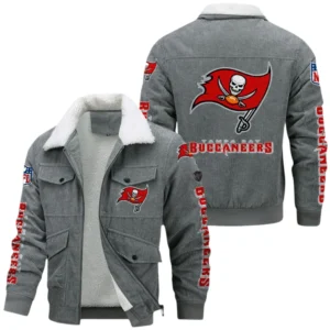 Tampa Bay Buccaneers Thickened Corduroy Jacket, All Over Print Thickened Corduroy Jacket Tampa Bay Buccaneers DNFL121772068 - Gray