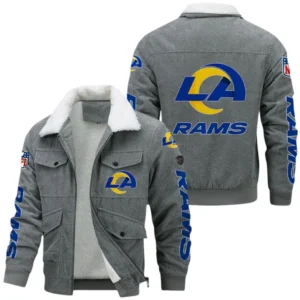 Los Angeles Rams Thickened Corduroy Jacket, All Over Print Thickened Corduroy Jacket Los Angeles Rams DNFL121772069 - Gray