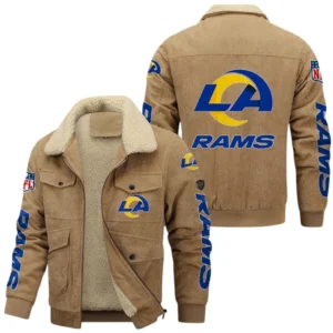 Los Angeles Rams Thickened Corduroy Jacket, All Over Print Thickened Corduroy Jacket Los Angeles Rams DNFL121772069 - Khaki