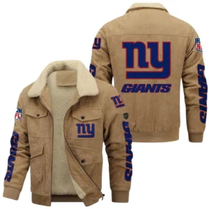 New York Giants Thickened Corduroy Jacket, All Over Print Thickened Corduroy Jacket New York Giants DNFL121772070 - Khaki
