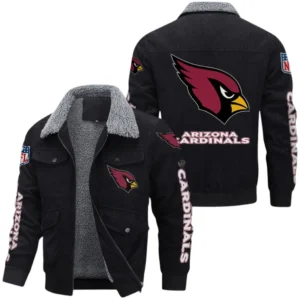 Arizona Cardinals Thickened Corduroy Jacket, All Over Print Thickened Corduroy Jacket Arizona Cardinals DNFL121772077 - Black
