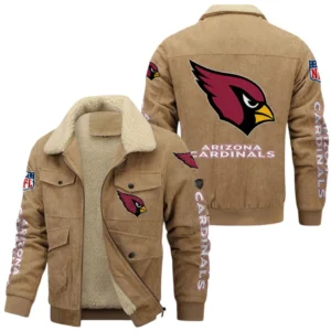Arizona Cardinals Thickened Corduroy Jacket, All Over Print Thickened Corduroy Jacket Arizona Cardinals DNFL121772077 - Khaki
