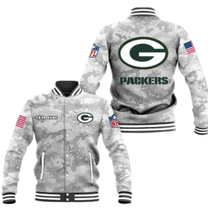 Green Bay Packers Baseball Jacket, All Over Print Baseball Jacket Green Bay Packers DNFL128792026 - White
