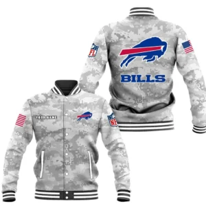 Buffalo Bills Baseball Jacket, All Over Print Baseball Jacket Buffalo Bills DNFL128792027 - White