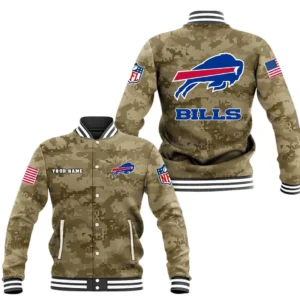Buffalo Bills Baseball Jacket, All Over Print Baseball Jacket Buffalo Bills DNFL128792027 - Brown