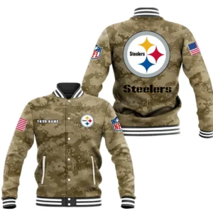 Pittsburgh Steelers Baseball Jacket, All Over Print Baseball Jacket Pittsburgh Steelers DNFL128792028 - Brown