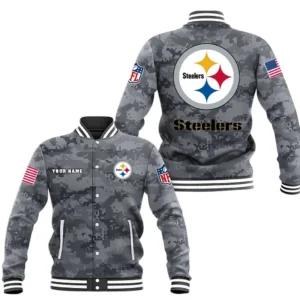 Pittsburgh Steelers Baseball Jacket, All Over Print Baseball Jacket Pittsburgh Steelers DNFL128792028 - Black