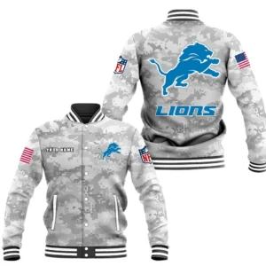 Detroit Lions Baseball Jacket, All Over Print Baseball Jacket Detroit Lions DNFL128792031 - White