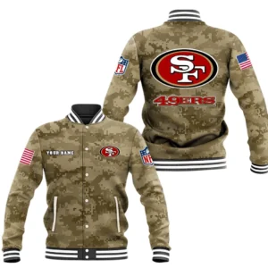 San Francisco 49ers Baseball Jacket, All Over Print Baseball Jacket San Francisco 49ers DNFL128792032 - Brown