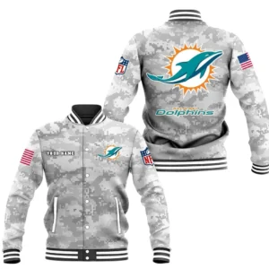 Miami Dolphins Baseball Jacket, All Over Print Baseball Jacket Miami Dolphins DNFL128792033 - White