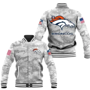 Denver Broncos Baseball Jacket, All Over Print Baseball Jacket Denver Broncos DNFL128792035 - White