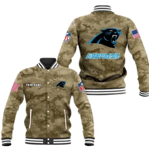 Carolina Panthers Baseball Jacket, All Over Print Baseball Jacket Carolina Panthers DNFL128792038 - Brown