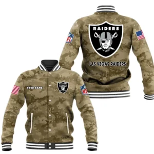 Las Vegas Raiders Baseball Jacket, All Over Print Baseball Jacket Las Vegas Raiders DNFL128792039 - Brown