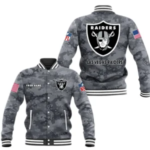 Las Vegas Raiders Baseball Jacket, All Over Print Baseball Jacket Las Vegas Raiders DNFL128792039 - Black
