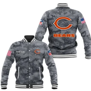 Chicago Bears Baseball Jacket, All Over Print Baseball Jacket Chicago Bears DNFL128792040 - Black