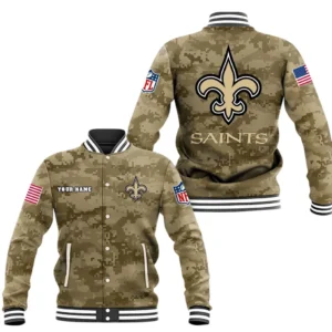 New Orleans Saints Baseball Jacket, All Over Print Baseball Jacket New Orleans Saints DNFL128792045 - Brown