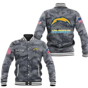 Los Angeles Chargers Baseball Jacket, All Over Print Baseball Jacket Los Angeles Chargers DNFL128792046 - Black