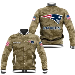 New England Patriots Baseball Jacket, All Over Print Baseball Jacket New England Patriots DNFL128792047 - Brown