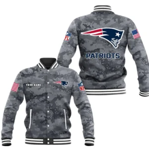 New England Patriots Baseball Jacket, All Over Print Baseball Jacket New England Patriots DNFL128792047 - Black