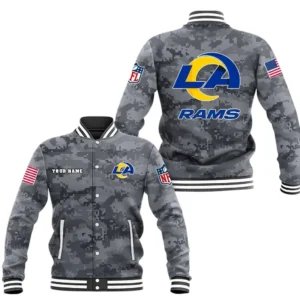 Los Angeles Rams Baseball Jacket, All Over Print Baseball Jacket Los Angeles Rams DNFL128792048 - Black