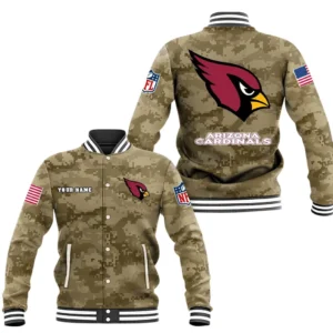 Arizona Cardinals Baseball Jacket, All Over Print Baseball Jacket Arizona Cardinals DNFL128792049 - Brown
