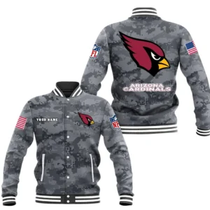 Arizona Cardinals Baseball Jacket, All Over Print Baseball Jacket Arizona Cardinals DNFL128792049 - Black