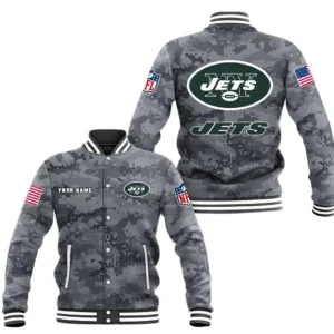 New York Jets Baseball Jacket, All Over Print Baseball Jacket New York Jets DNFL128792051 - Black
