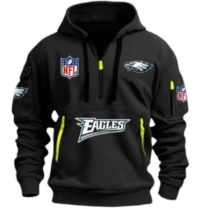 Philadelphia Eagles Hoodie Half Zipper, All Over Print Hoodie Half Zipper Philadelphia Eagles DNFL1337102034 - Black