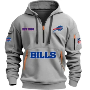 Buffalo Bills Hoodie Half Zipper, All Over Print Hoodie Half Zipper Buffalo Bills DNFL1337102039 - Grey