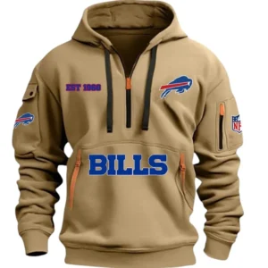 Buffalo Bills Hoodie Half Zipper, All Over Print Hoodie Half Zipper Buffalo Bills DNFL1337102039 - Khaki