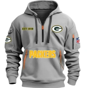 Green Bay Packers Hoodie Half Zipper, All Over Print Hoodie Half Zipper Green Bay Packers DNFL1337102040 - Grey