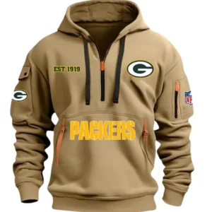 Green Bay Packers Hoodie Half Zipper, All Over Print Hoodie Half Zipper Green Bay Packers DNFL1337102040 - Khaki