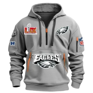 Philadelphia Eagles Hoodie Half Zipper, All Over Print Hoodie Half Zipper Philadelphia Eagles DNFL1337102042 - Grey