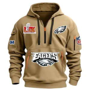 Philadelphia Eagles Hoodie Half Zipper, All Over Print Hoodie Half Zipper Philadelphia Eagles DNFL1337102042 - Khaki