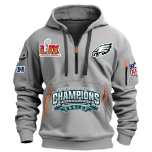 Philadelphia Eagles Hoodie Half Zipper, All Over Print Hoodie Half Zipper Philadelphia Eagles DNFL1337102044 - Grey