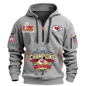 Kansas City Chiefs Hoodie Half Zipper, All Over Print Hoodie Half Zipper Kansas City Chiefs DNFL1337102045 - Grey