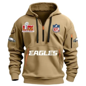 Philadelphia Eagles Hoodie Half Zipper, All Over Print Hoodie Half Zipper Philadelphia Eagles DNFL1337102046 - Khaki