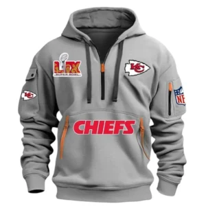 Kansas City Chiefs Hoodie Half Zipper, All Over Print Hoodie Half Zipper Kansas City Chiefs DNFL1337102047 - Grey